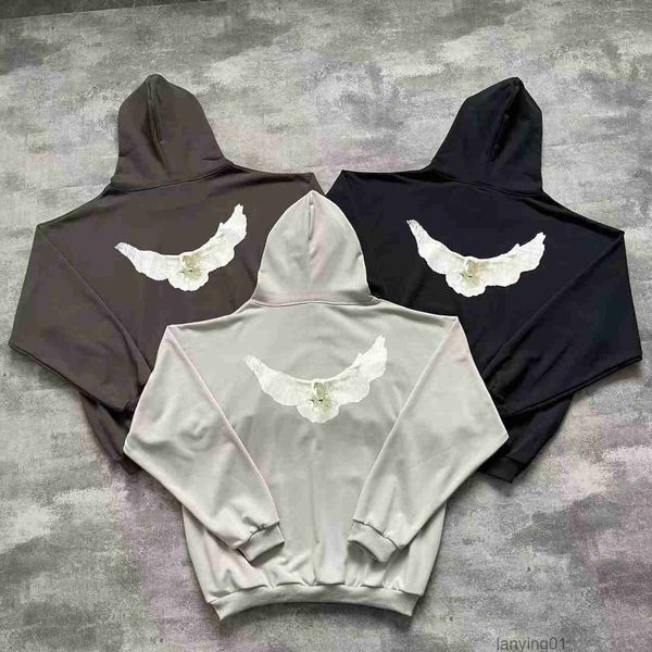 

designer mens hoodie long sleeve dove printed vintage pullover hoody jumper casual hooded, Black