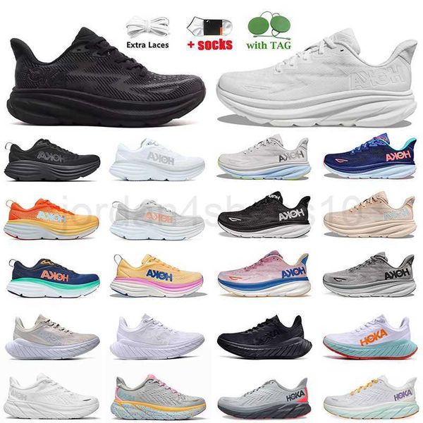 

hoka bondi 8 hokas running shoes for women mens clifton 9 triple black white amber yellow on cloud ice water summer song designer sneakers p