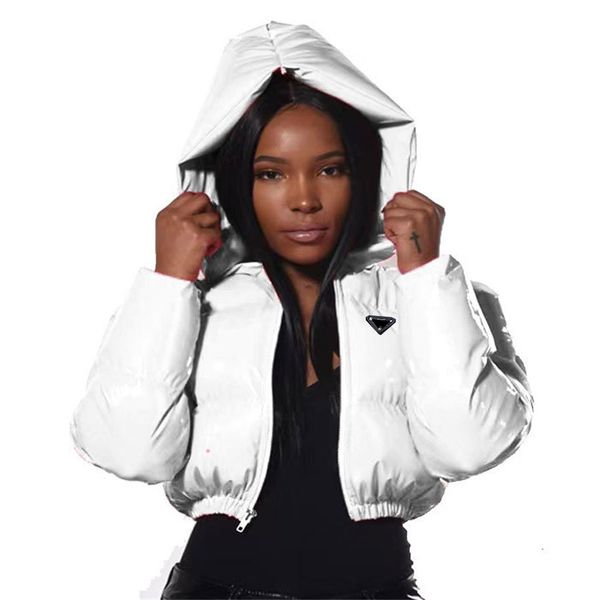 

womens jackets hooded puffy waterproof coat glossy woman down coats short winter outwears designer slim jacket windbreaker size s, Black