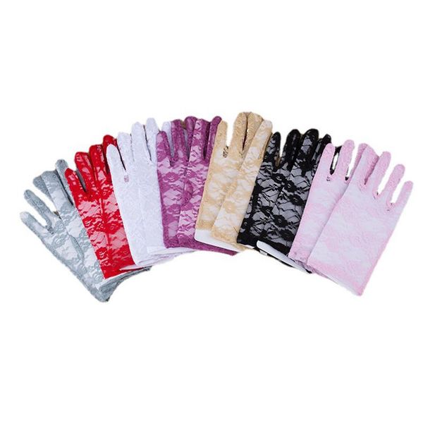 

dressy lace gloves womens sunscreen short fingerless driving gloves spring summer mittens accessories, Blue;gray
