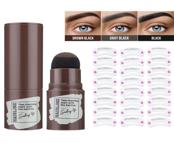 

waterproof eyebrow stamp shaping kit eyebrow definer with 24 reusable eyebrow stencils hairline shadow powder stick gift6239933