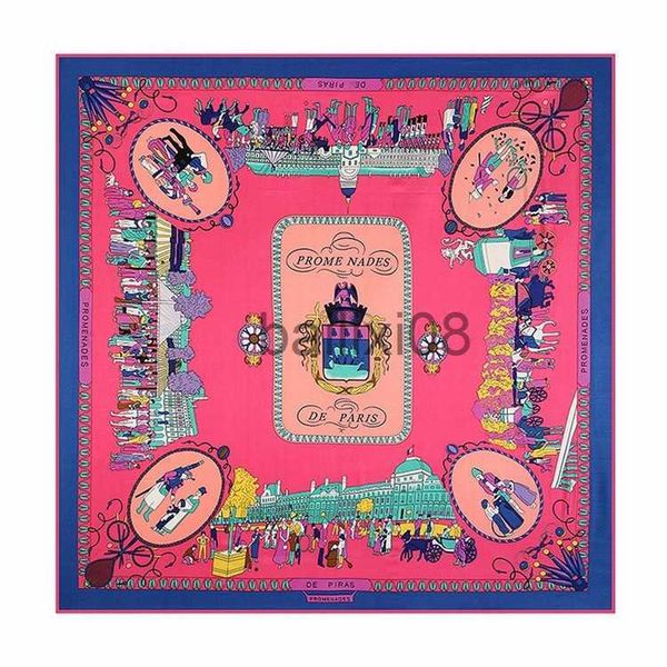 

scarves scarves new twill silk scarf women paris printing square scarves fashion wrap female foulard large hijab shawl neckerchief 130130cm, Blue;gray