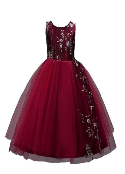 

415 years embroidered kids dress for girls party elegant christmas dresses girl wedding ball gown children clothing red black 2102528996, Red;yellow