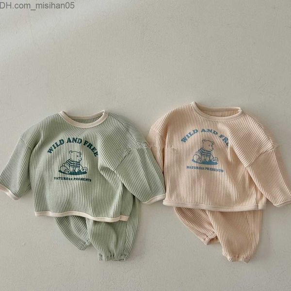 

clothing sets clothing sets spring autumn kid clothes set boy girl baby waffle cartoon long sleeve solid pants 2pcs children letter print t, White