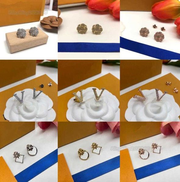 

fashion simple stud earrings suitable for women ears stud high-quality diamonds letter earring studs luxury 925 silver wedding party gifts j, Golden;silver