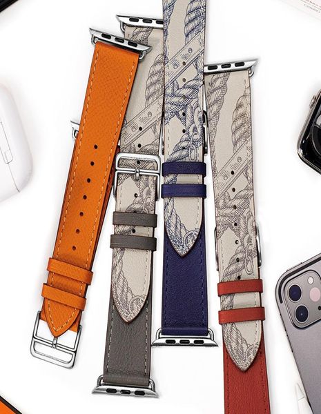 

watch bands for apple iwatch 1 2 3 4 5 6 fashion hletter luxury genuine leather watchband replacement wrist band straps acelet7607130, Black;brown