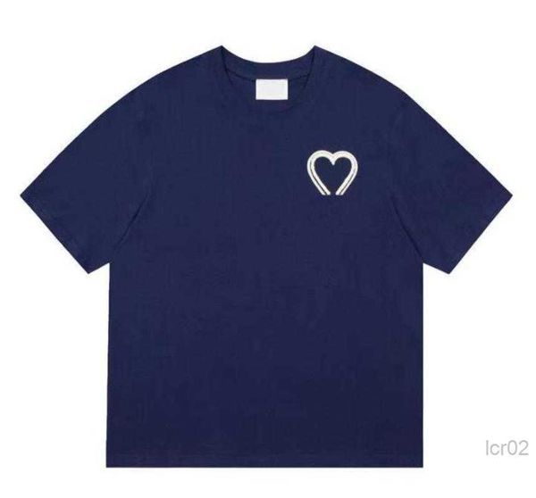 

summer mens t-shirts short sleeve designer shirts amis crewneck hip hop embrodiery tee loose heart igd0, White;black