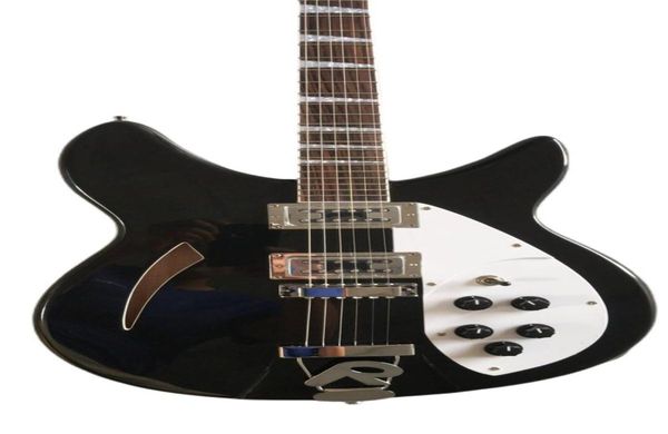 

custom 6 strings black 360 330 semi hollow body electric guitar single f hole rosewood fingerboard triangle inlay five knobs6436818