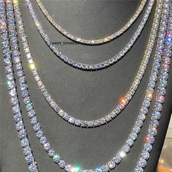

iced out tennis chains 1 row mens necklaces gold silver plated luxury fashion artificial diamond rhinestone bling hip hop jewelry for women, Black