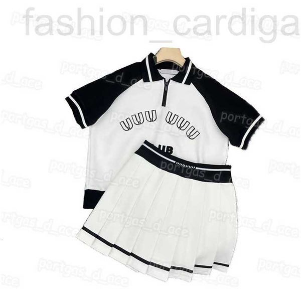 

women's plus size t-shirt designer women t shirt skirt set contrast color short sleeve high waist pleated mini l85r, Black