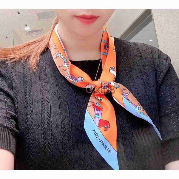 

scarves scarves h silk scarf designer for women ascot scarf horsedrawn carriage patchwork print scarves green blue white orange j230703, Blue;gray