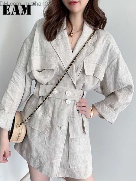 

women's jackets women s jackets eam loose fit linen button split joint big size jacket lapel long sleeve women coat fashion spring z230, Black;brown