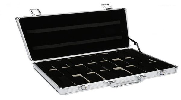 

watch boxes cases 24 grid aluminum suitcase case display storage box bracket clock clock15826893, Black;blue
