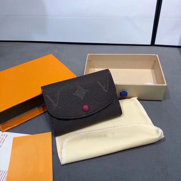 

designer bag genuine leather folding wallet flower wallet flowers way to carry card coins men's women's leather wallet, Red;black