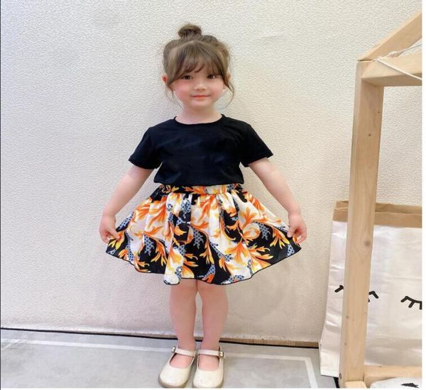 

summer girls princess dresses brand clothes letters printed kids short sleeve dress children casual skirts girl clothing9349869, Red;yellow
