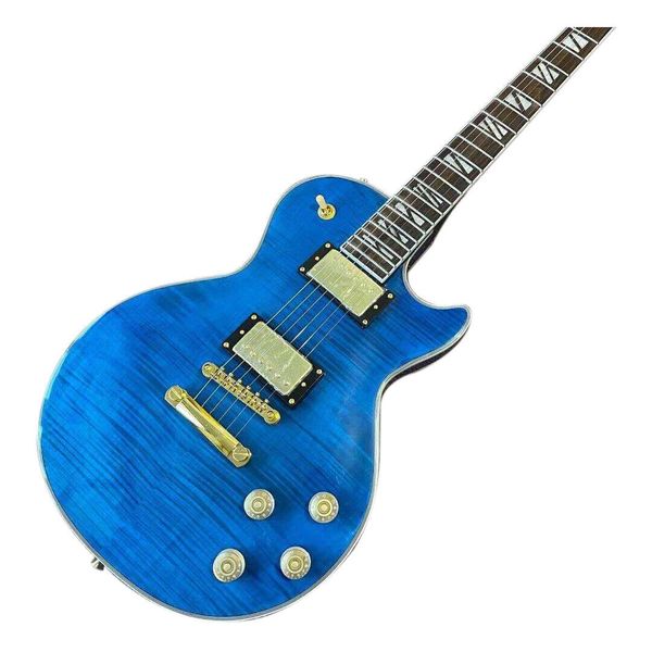 

factory double sided blue tiger pattern electric guitar peach blossom heart body
