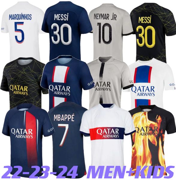 

22 23 24 psgs mbappe messis soccer jerseys wijnaldum ramos hakimi maillots de football shirts kit icardi verratti vitinha donnarumma 2023 20, Black