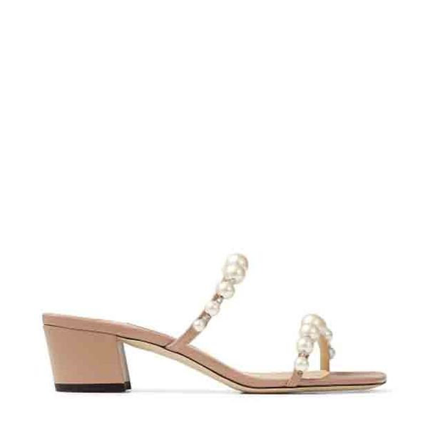

luxury shoes, summer sandals, slippers, low thick heels, high heels, amara 45mm high heels, open toe suede, muller shoelaces, pearl decorati, Black
