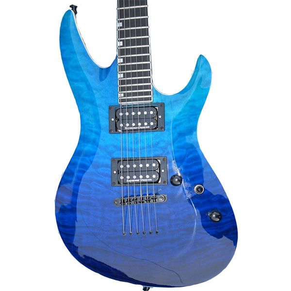 

factory 6 string blue gradient electric guitar, polished and filled with maple,
