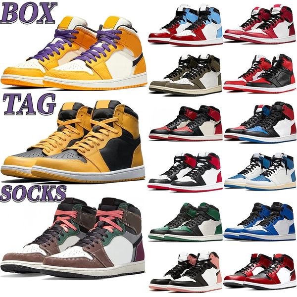 

jumpman 1 basketball shoes high womens mens with box outdoor sneakers bred chicago multi-color grey black red orbit court purple pink cordur