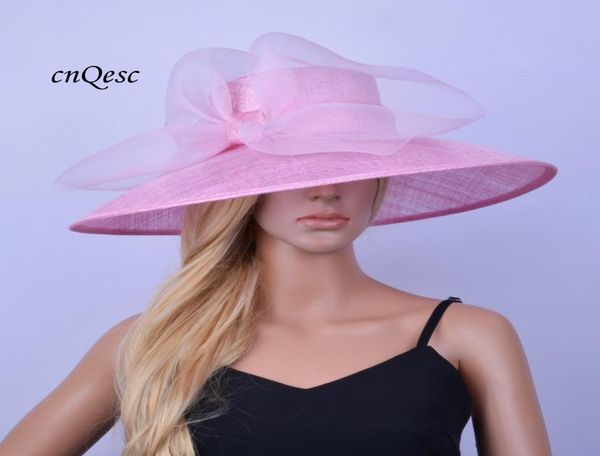 

3 layer sinamaylarge baby pink sinamay hat kentucky deby hat for wedding churchbrim width 152cm3723632, White