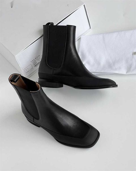 

the row shoes dress the shoes row women's boots women designers rois lycra splice cowhide sleeve short tube flat bottom fashion boots h, Black