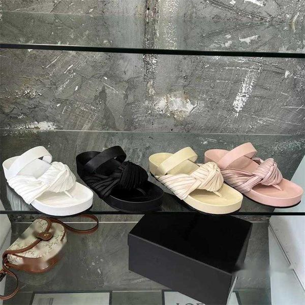 

2023-strap padded-leather slides designer women sandal -quality luxury square toe fisherman sandal slide pleated slippers, Black