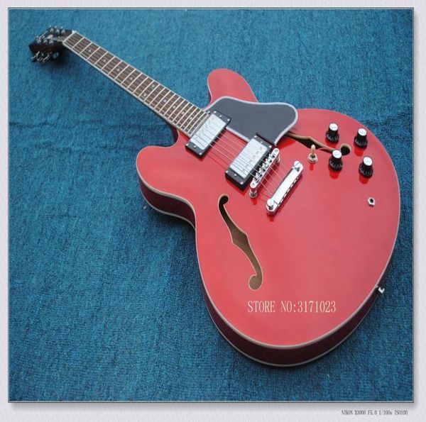 

bright red 335 guitar semi hollow body electric guitar 019075167