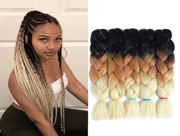 

24inch 100gpack kanekalon jumbo box braiding hair extensions ombre kanekalon jumbo crochet box braids hair2054086, Black