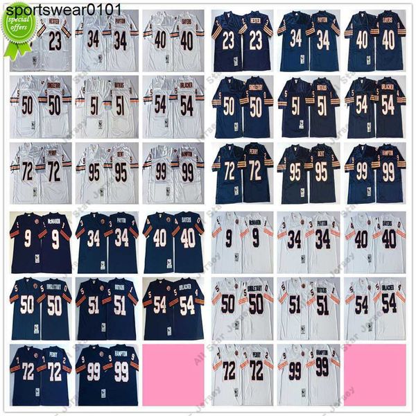 

football jerseys ncaa football retro vintage 34 walter payton jersey mens blue 9 jim ahon 23 devin hester 40 gale sayers 50 mike, Black