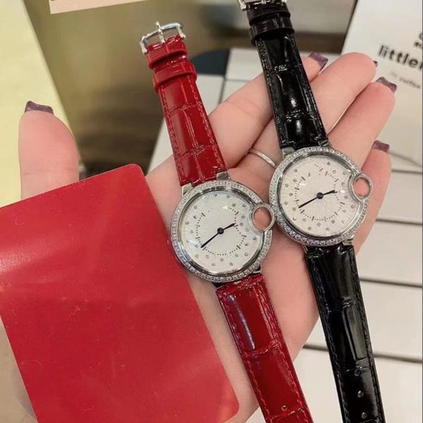 

aa fashion classic women's diamond quartz stainless steel watch 33mm double servant leather chain sapphire glass glow waterproof gift w, Slivery;golden