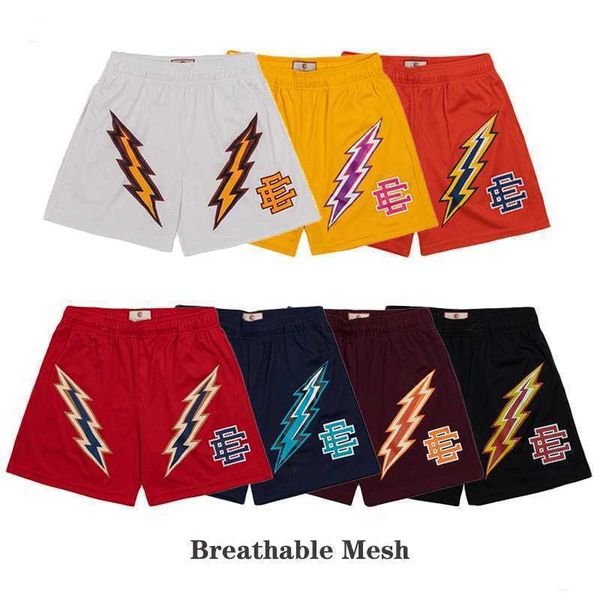 

eric emanuel ee mens basic short york city skyline women fitness exercise shorts breathable mesh casual printed with lightning bolt, White;black