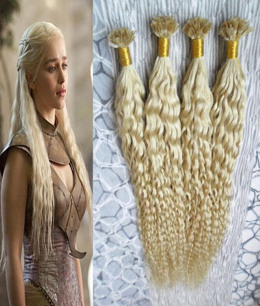 

blonde kinky curly hair u tip hair extensions human 200g 1gstrand natural keratin capsules prebonded fusion hair extension stick 7672179, Black