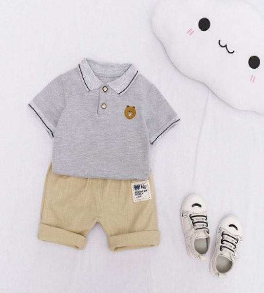 

boys summer sets children designer casual twopieces kids print suits 2020 new style polo shirtsshorts boys cartoon suits childre5048409, White