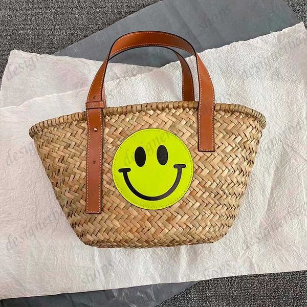

designer bags beach bag large capacity beach bag straw bag animal pattern woven bag bucket bag tote bags leather smiley pattern shopping bag