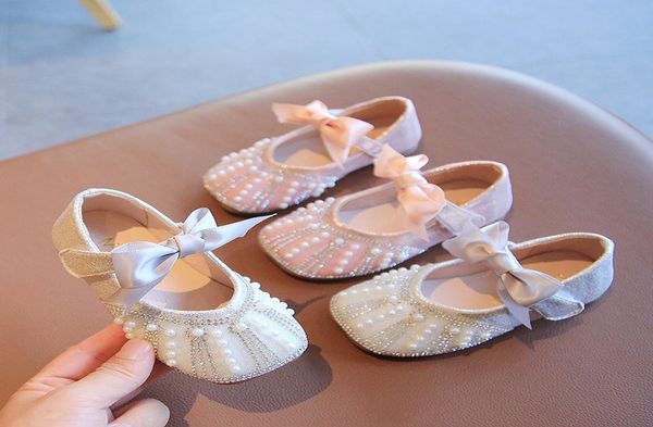 

children039s sneakers sweet rhinestone bow girls039 princess shoes lovely baby single shoes y22403116608573, Black;red