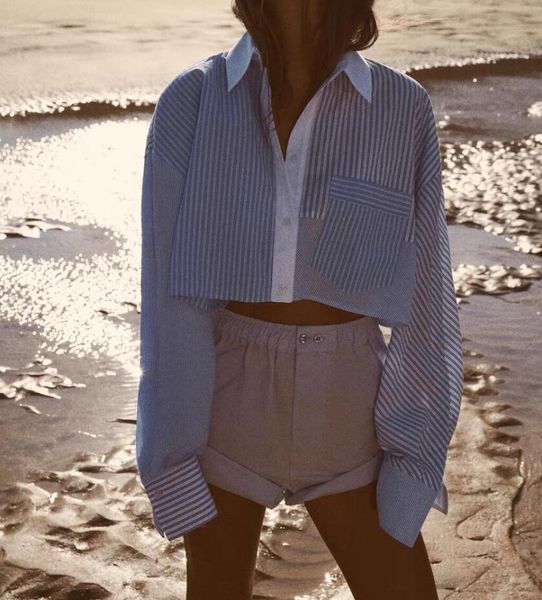 

new za * ra short loose fit combination stripe short sleeve women's fashion, White
