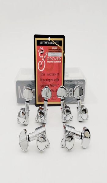 

6 pcs not inline chrome grover guitar string tuning pegs 45 angle tuners machine head 3r3l good packaging3677372