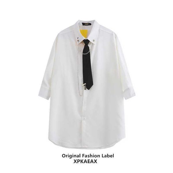

men polo original fashion brand china-chic teenager hip hop hiphop middle sleeve shirt men's and women's bf style shirt, White;black