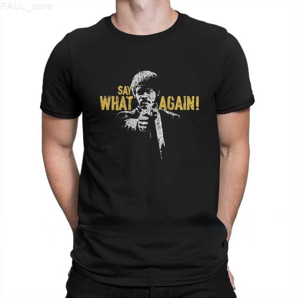 

men's t-shirts funny pulp fiction movie say what again - jules winnfield t shirt classic punk tshirt crewneck men clothes casual l23070, White;black