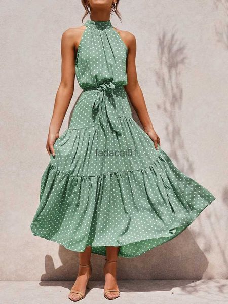 

summer boho long dress women floral print sleeveless halter maxi dresses ladies holiday vacation party beach evening dress l230621, Black;gray