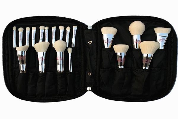

professional 19pcs makeup brush set live beauty fully silver cosmetic brushes kit with bag face eyes make up collection tools8702741