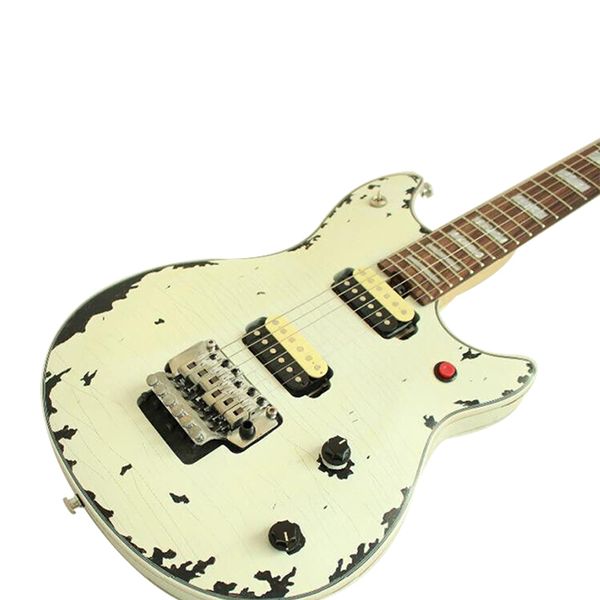 

factory heavy white over black electric guitar floyd rose tremolo