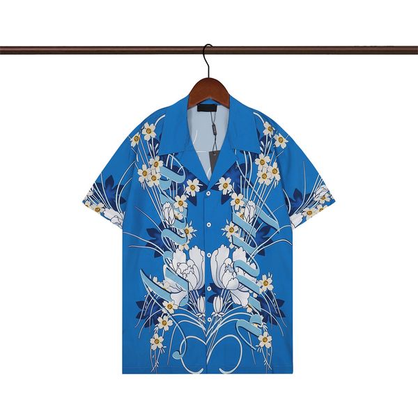 

men's designer shirt summer short sleeve casual button up shirt printed bowling shirt beach style breathable t-shirt clothing #621, White;black