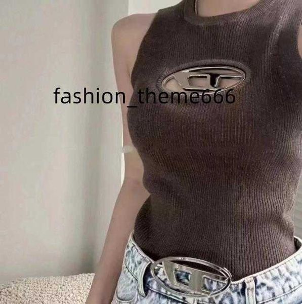 

designer women's tanks camis anagram hollow metal cotton-blend tank shorts knitting yoga sportwear vintage fitness sports bra tee shir, White