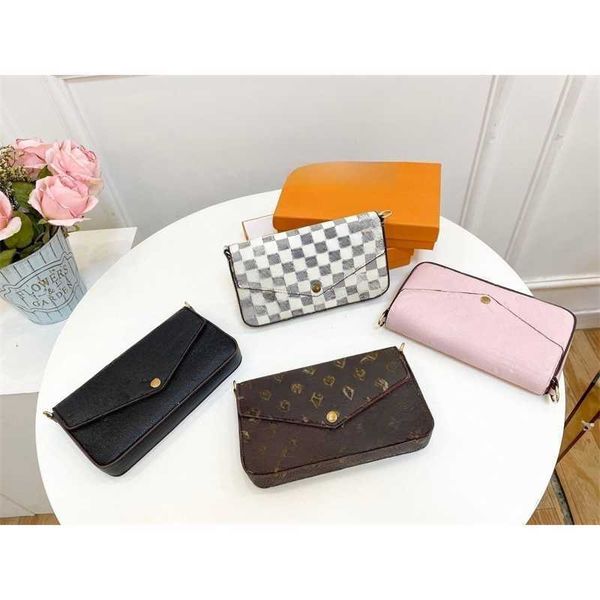 

luxurys lvvs bag designer bags messenger bags envelope bag tote new fashion golden book is exploding three-piece set texture chain shoulder