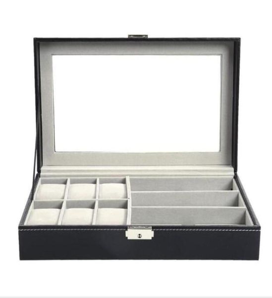 

multifunctional watch display storage box sunglasses organizer watch glasses box holder black jewelry display2899082, Black;blue
