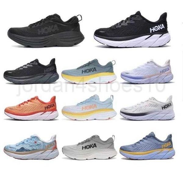 

2023 hoka one bondi 8 men casual shoes designer clifton 8 sneaker black white orange amber yellow goblin blue grey men women trainer sports