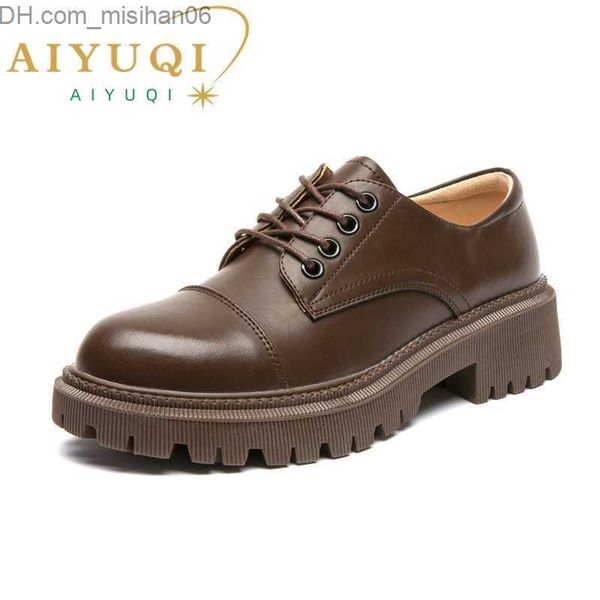 

dress shoes dress shoes aiyuqi women loafers shoes genuine leather thick heels student shoes female lace up british style lady oxford shoes, Black
