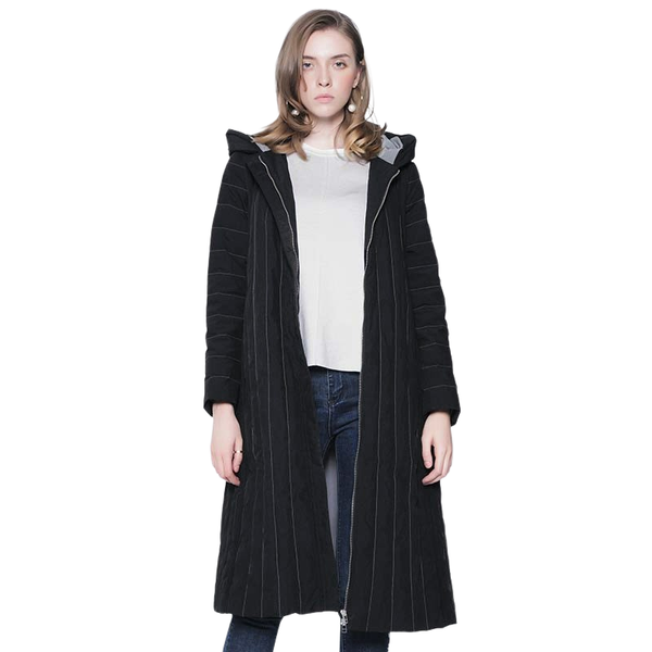

down jacket women long hooded warm tooling wind 2023 winter new loose thick coat fashion trend, Black